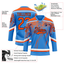 Загрузить изображение в средство просмотра галереи, Custom Powder Blue Orange Navy-White 3D Splash Hockey Lace Neck Jersey
