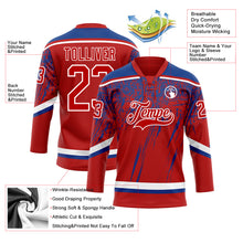 Загрузить изображение в средство просмотра галереи, Custom Red Royal-White 3D Splash Hockey Lace Neck Jersey
