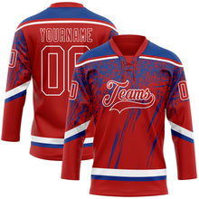 Загрузить изображение в средство просмотра галереи, Custom Red Royal-White 3D Splash Hockey Lace Neck Jersey
