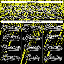 Load image into Gallery viewer, Custom Black Neon Yellow-White 3D Splash Hockey Lace Neck Jersey
