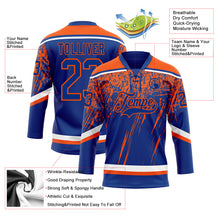 Load image into Gallery viewer, Custom Royal Orange-White 3D Splash Hockey Lace Neck Jersey
