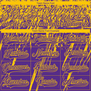 Custom Purple Yellow-White 3D Splash Hockey Lace Neck Jersey