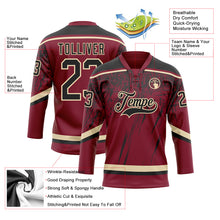 Load image into Gallery viewer, Custom Crimson Black-Cream 3D Splash Hockey Lace Neck Jersey
