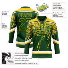 Laden Sie das Bild in den Galerie-Viewer, Custom Green Yellow-White 3D Splash Hockey Lace Neck Jersey
