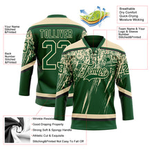 Load image into Gallery viewer, Custom Green Cream-Black 3D Splash Hockey Lace Neck Jersey
