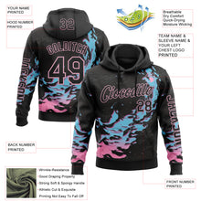 Загрузить изображение в средство просмотра галереи, Custom Black Blue-Light Pink 3D Abstract Flame Sports Pullover Sweatshirt Hoodie
