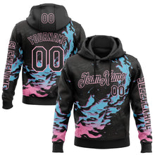 Загрузить изображение в средство просмотра галереи, Custom Black Blue-Light Pink 3D Abstract Flame Sports Pullover Sweatshirt Hoodie
