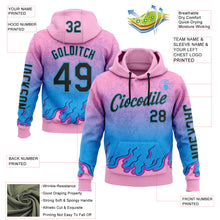Charger l&#39;image dans la galerie, Custom Pink Black-Sky Blue 3D Abstract Flame Sports Pullover Sweatshirt Hoodie
