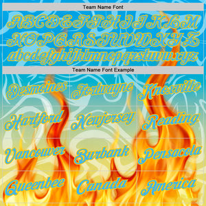 Custom Blue Sky Blue-Yellow 3D Abstract Flame Sports Pullover Sweatshirt Hoodie