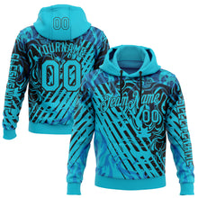 Загрузить изображение в средство просмотра галереи, Custom Lakes Blue Black 3D Abstract Flame Sports Pullover Sweatshirt Hoodie
