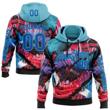 Загрузить изображение в средство просмотра галереи, Custom Black Thunder Blue Red-Aqua 3D Abstract Flame Sports Pullover Sweatshirt Hoodie
