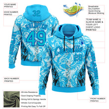 Laden Sie das Bild in den Galerie-Viewer, Custom Blue Thunder Blue Black-Lakes Blue 3D Abstract Flame Sports Pullover Sweatshirt Hoodie
