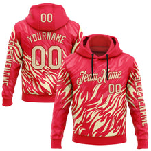 Загрузить изображение в средство просмотра галереи, Custom Red City Cream 3D Abstract Flame Sports Pullover Sweatshirt Hoodie
