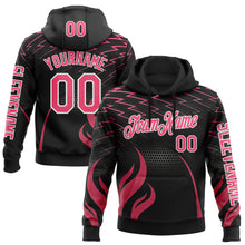 Laden Sie das Bild in den Galerie-Viewer, Custom Black Neon Pink-White 3D Abstract Flame Sports Pullover Sweatshirt Hoodie
