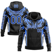 Загрузить изображение в средство просмотра галереи, Custom Black Thunder Blue-White 3D Abstract Flame Sports Pullover Sweatshirt Hoodie
