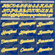 Load image into Gallery viewer, Custom Stitched Royal Yellow-White 3D Pattern Design Curve Lines Sports Pullover Sweatshirt Hoodie
