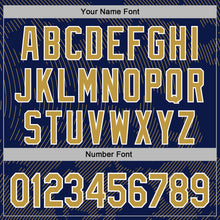 Load image into Gallery viewer, Custom Stitched Navy Old Gold-White 3D Pattern Design Curve Lines Sports Pullover Sweatshirt Hoodie
