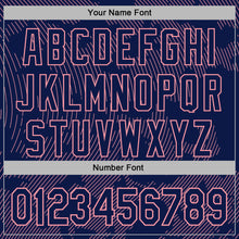 Laden Sie das Bild in den Galerie-Viewer, Custom Stitched Navy Medium Pink 3D Pattern Design Curve Lines Sports Pullover Sweatshirt Hoodie
