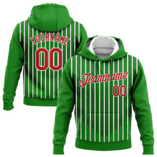 Load image into Gallery viewer, Custom Stitched Kelly Green Red Green-White 3D Pattern Design Sports Pullover Sweatshirt Hoodie
