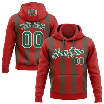 Custom Stitched Red Kelly Green-White 3D Pattern Design Abstract Shape Sports Pullover Sweatshirt Hoodie