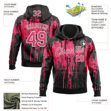 Charger l'image dans la galerie, Custom Stitched Black Neon Pink-White 3D Pattern Design Dripping Splatter Sports Pullover Sweatshirt Hoodie
