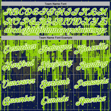 Загрузить изображение в средство просмотра галереи, Custom Stitched Navy Neon Green-White 3D Pattern Design Dripping Splatter Sports Pullover Sweatshirt Hoodie
