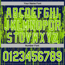 Загрузить изображение в средство просмотра галереи, Custom Stitched Navy Neon Green-White 3D Pattern Design Dripping Splatter Sports Pullover Sweatshirt Hoodie
