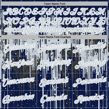 Загрузить изображение в средство просмотра галереи, Custom Stitched Navy Silver-White 3D Pattern Design Dripping Splatter Sports Pullover Sweatshirt Hoodie
