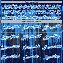 Laden Sie das Bild in den Galerie-Viewer, Custom Stitched Navy Powder Blue-White 3D Pattern Design Dripping Splatter Sports Pullover Sweatshirt Hoodie
