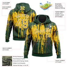 Load image into Gallery viewer, Custom Stitched Green Yellow-White 3D Pattern Design Dripping Splatter Sports Pullover Sweatshirt Hoodie
