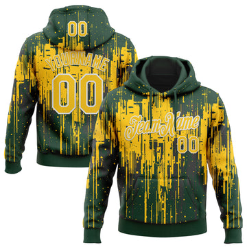 Custom Stitched Green Yellow-White 3D Pattern Design Dripping Splatter Sports Pullover Sweatshirt Hoodie