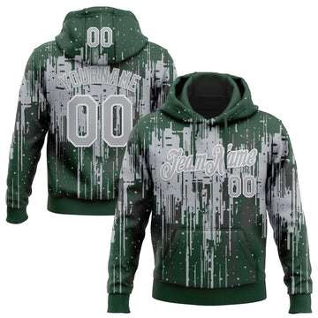 Custom Stitched Green Gray-White 3D Pattern Design Dripping Splatter Sports Pullover Sweatshirt Hoodie