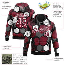 Load image into Gallery viewer, Custom Stitched Black Crimson-White 3D Pattern Design Geometric Shape Sports Pullover Sweatshirt Hoodie
