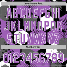 Load image into Gallery viewer, Custom Stitched Black Medium Purple-White 3D Pattern Design Geometric Shape Sports Pullover Sweatshirt Hoodie
