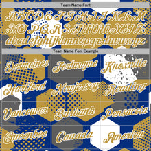 Load image into Gallery viewer, Custom Stitched Royal Old Gold-White 3D Pattern Design Geometric Shape Sports Pullover Sweatshirt Hoodie
