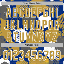 Load image into Gallery viewer, Custom Stitched Royal Old Gold-White 3D Pattern Design Geometric Shape Sports Pullover Sweatshirt Hoodie
