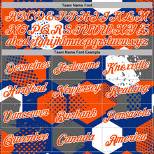 Load image into Gallery viewer, Custom Stitched Royal Orange-White 3D Pattern Design Geometric Shape Sports Pullover Sweatshirt Hoodie
