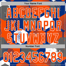 Load image into Gallery viewer, Custom Stitched Royal Orange-White 3D Pattern Design Geometric Shape Sports Pullover Sweatshirt Hoodie
