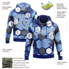 Laden Sie das Bild in den Galerie-Viewer, Custom Stitched Royal Light Blue-White 3D Pattern Design Geometric Shape Sports Pullover Sweatshirt Hoodie
