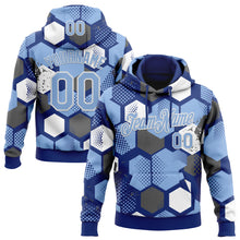 Laden Sie das Bild in den Galerie-Viewer, Custom Stitched Royal Light Blue-White 3D Pattern Design Geometric Shape Sports Pullover Sweatshirt Hoodie
