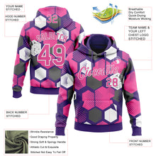 Загрузить изображение в средство просмотра галереи, Custom Stitched Purple Pink-White 3D Pattern Design Geometric Shape Sports Pullover Sweatshirt Hoodie
