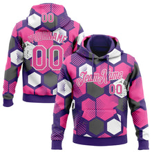 Загрузить изображение в средство просмотра галереи, Custom Stitched Purple Pink-White 3D Pattern Design Geometric Shape Sports Pullover Sweatshirt Hoodie

