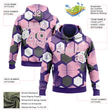 Загрузить изображение в средство просмотра галереи, Custom Stitched Purple Light Pink-White 3D Pattern Design Geometric Shape Sports Pullover Sweatshirt Hoodie
