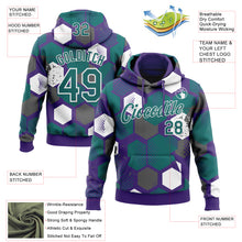 Загрузить изображение в средство просмотра галереи, Custom Stitched Purple Teal-White 3D Pattern Design Geometric Shape Sports Pullover Sweatshirt Hoodie
