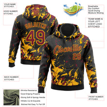 Load image into Gallery viewer, Custom Stitched Black Crimson-Gold 3D Pattern Design Splash Sports Pullover Sweatshirt Hoodie
