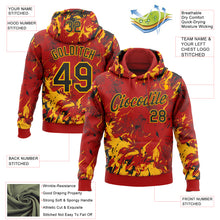 Load image into Gallery viewer, Custom Stitched Red Black-Gold 3D Pattern Design Splash Sports Pullover Sweatshirt Hoodie
