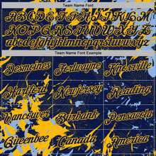 Загрузить изображение в средство просмотра галереи, Custom Stitched Navy Gold-Light Blue 3D Pattern Design Splash Sports Pullover Sweatshirt Hoodie
