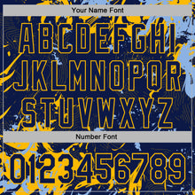 Загрузить изображение в средство просмотра галереи, Custom Stitched Navy Gold-Light Blue 3D Pattern Design Splash Sports Pullover Sweatshirt Hoodie
