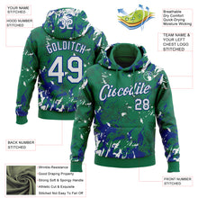 Laden Sie das Bild in den Galerie-Viewer, Custom Stitched Kelly Green White-Royal 3D Pattern Design Splash Sports Pullover Sweatshirt Hoodie
