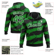 Load image into Gallery viewer, Custom Stitched Black Grass Green-White 3D Pattern Design Splash Torn Paper Style Sports Pullover Sweatshirt Hoodie
